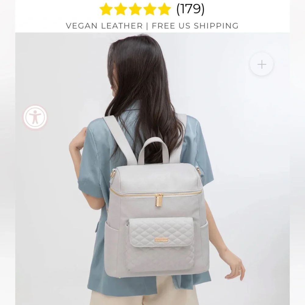Light Gray Quilted Baby Bag Backpack